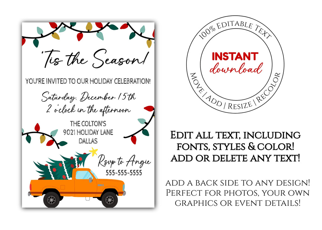 Christmas Party Invitation Template - Digital & Printable