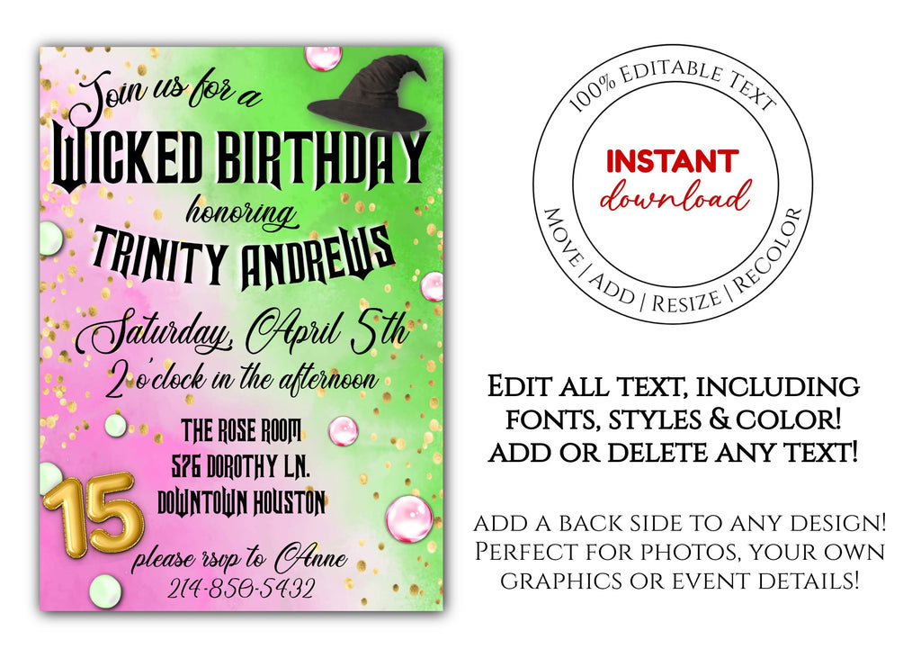 Wicked Birthday Party Invitation Template - Printable & Digital