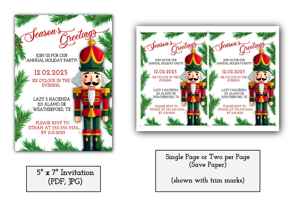 Christmas Party Invitation Template - Digital & Printable