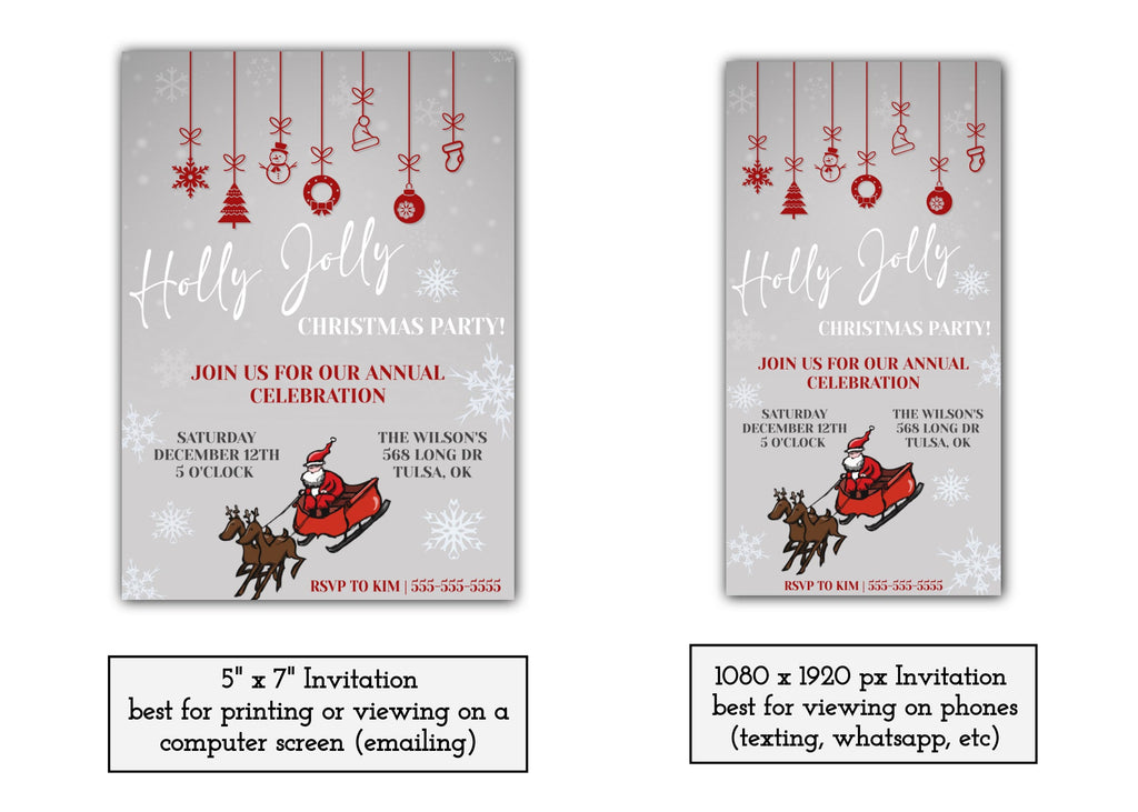 Christmas Party Invitation Template - Digital & Printable
