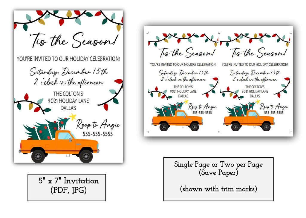 Christmas Party Invitation Template - Digital & Printable