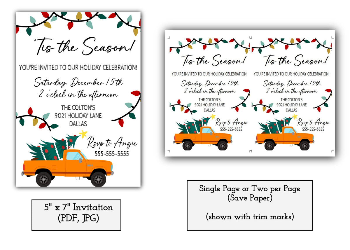 Christmas Party Invitation Template - Digital & Printable