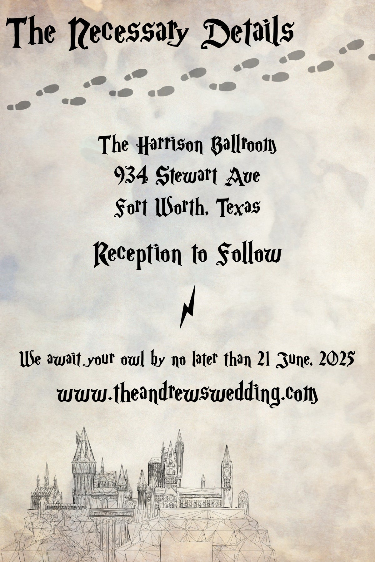 Magical Harry Potter Wedding Invitation Template - Printable & Digital