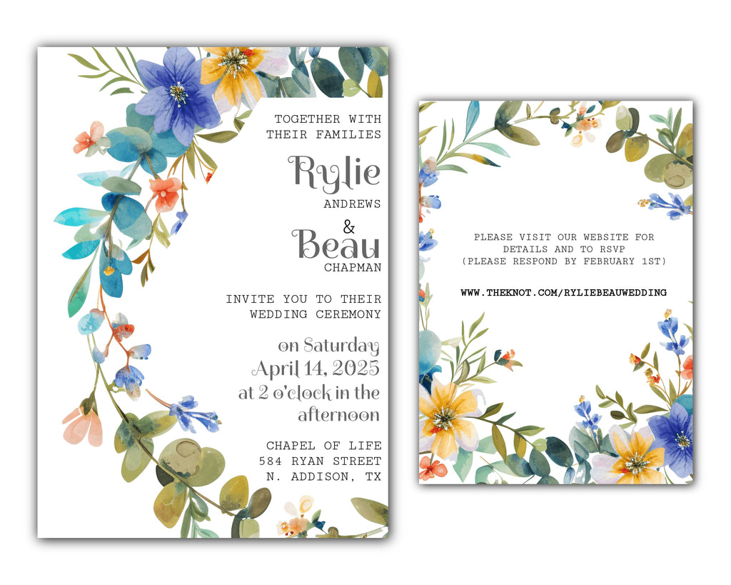 Floral Wedding Invitation Template - Printable & Digital